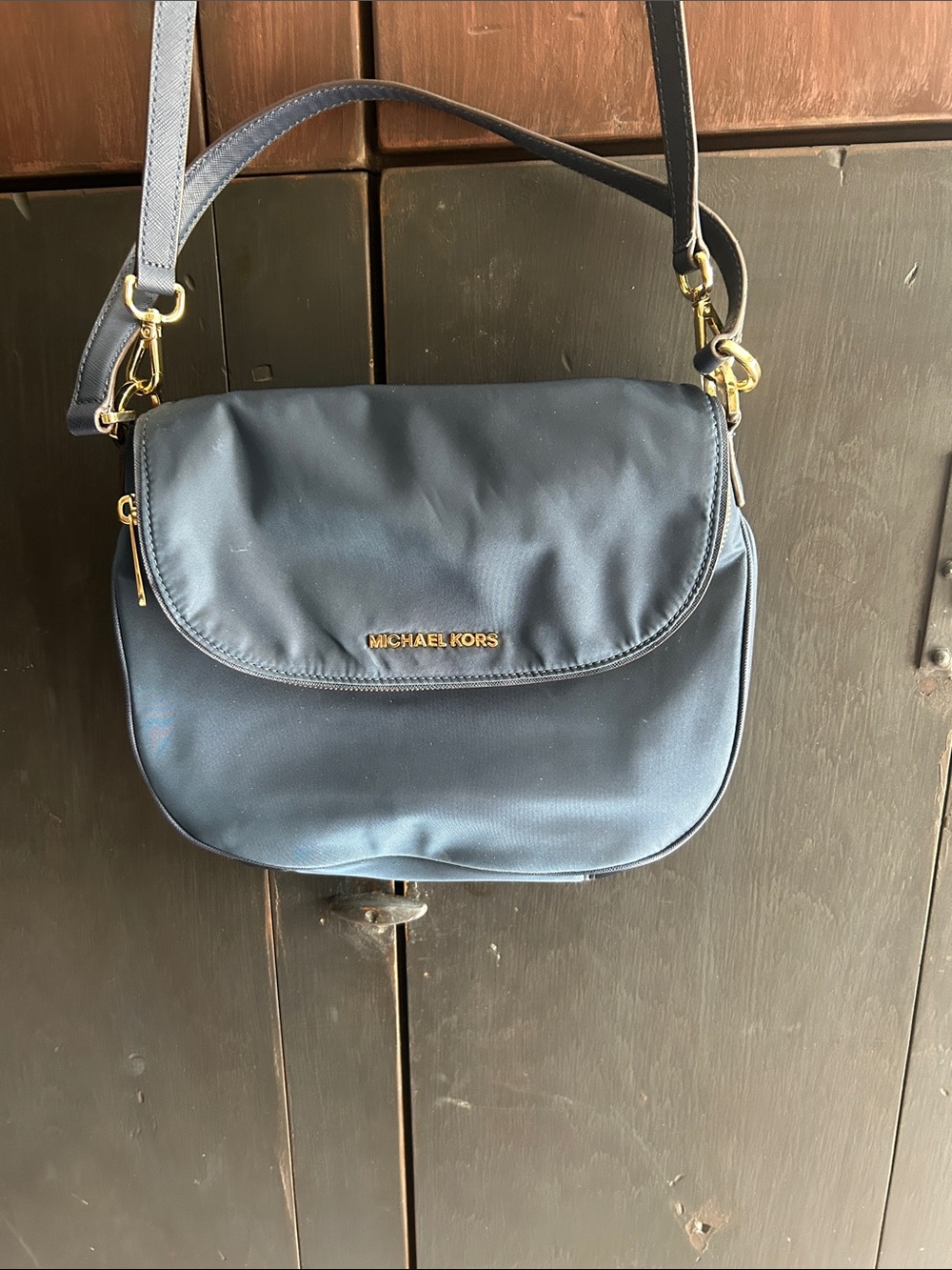 Michael Kors Navy Crossbody Bag with Gold Hardware